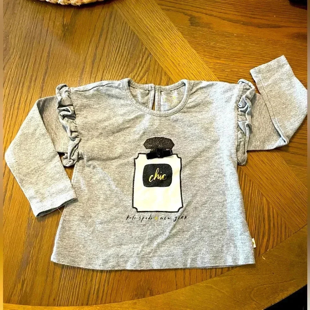 Kate Spade baby girl shirt gray bow detail 12 mos